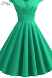 Dress Women Hepburn Vintage Rockabilly Pin Up Dress Robe Femme Casual Retro Elegant Party Midi Sundress