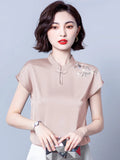 Women Blouses V-Neck Embroidery Chiffon Women Shirts Blouses Solid OL Womans Tops Fashion Clothes Woman 2023 Ladies