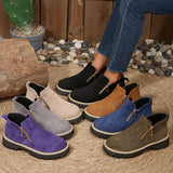 New Large-Size Double Zipper Thick-Bottomed Martin Boots Women's Short-Head Velvet Rough And Bare