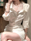 2025 New Small Gentle Spring Temperament Sexy Lace Shirt Skirt Dress Dress