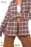 Spring Autumn Tops Women Plaid Shirts Loose Oversize Blouses Casual Flannel Female Top Long Sleeve shirts