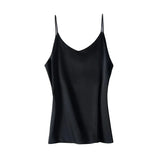 Silk Women Camis Tops Woman V-neck Satin Tank Tops Women Sleeveless Silk White Tops 3XL Sexy Satin Halter Top OL