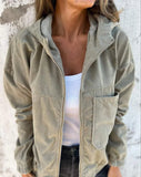 Solid-Color Jacket Women's Simple Wind Wick Hooded Coat Women's Pocket