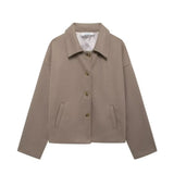 Women's ZA Autumn And Winter Street Fashion Short Shirt Collar Collar Hair