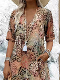 Fashion New Printed Lace V-Neck Short-Sleeved