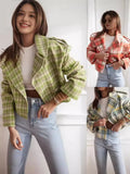 New Fashion British Suit Collar Lattice Short Hair