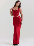 Satin Corset Top & Maxi Skirt Two Piece