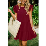 Wishebay Summer New Hot Selling Lotus Leaf Sleeves Folded Dress Women's