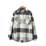 Autumn Women's Wear Urban Leisure Woolen Plaid Shirt