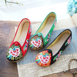 Zingj Shoes Ox Tendon Bottom Big Head Shoes Mother Grandma Shoes A Foot Pedal Cloth Shoe Women's Single Shoes Embroidered