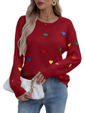 And Winter Knitted Fashion Color Love Long-Sleeved Collar Collar Sweater