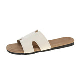 Boken Slippers Female H Drag Wear 2025 New High-End Sense French Flat-Bottomed Beach Word Drag