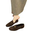 Gold Shoes Female 2025 New Korean Version Of French Retro Round Head Casual Pedaled Buckle Buckle