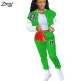 Winter Baseball Sport Women's Set Jacket and Pants Suit Active Sweatsuit Tracksuit Two Piece Set Fitness