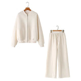 Pilot Jacket Coat Type Hoodie Loose High Waist Velvet Cloth Pants