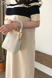 Fashion Summer Woman Pullover Knitted Dress Korea New Ladies Womens Black Knit Dresses Casual Office Sweater Long