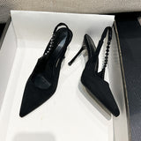 Heels 2025 Spring New Sexy Night Club Pointed Women's Single Shoes With Shallow Mouth Water Drill Bag Head