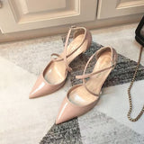 Sexy Pointed Cross-Lace Single-Shoe Shallow Bun With High-Heeled Sandals In The Summer Of