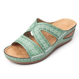 Cool Slippers Women's Slope And Fish Mouth Thick-Soled Large Shoes Multi-Color Embroidery Cool Drag Woman New