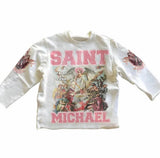 2025 New SAINT Printed Seven-Sleeve T-Shirt Top With Casual Fashion Round-Neck Short