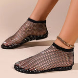 Summer New Color Water Drill Flat Beach Sandals Large Size Breathable Mesh Hollow Women