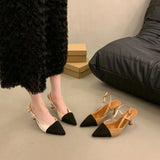 Summer New Fashion Tip Fine Heel Sandals French Style Light-Shoe High Heels Behind The Empty Women's