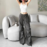 Zingj New 2023 Summer Women's Solid Color Loose Street Fashion High Waist Casual Straight Leg Wide-Leg