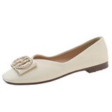 Head Shallow Single Shoes Women's Fashion New Korean Version Of The Female Soft-Soled Shoes Flats Leisure With Diamond Bean Women's
