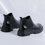 Zingj British Style Round Head Thick Bottom Martens Men's 2024 New Single Shoe Thick Heel Chelsea Boots
