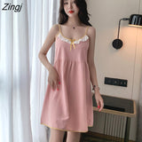 Women Chic Fashion Korean Style Home Soft Sleepwear Cute Sweet Elegant Sexy Casual Sleeveless Thin Summer New