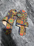 National Wind And Cold Slippers Women 2025 Summer New Flat-Bottomed Printing Cover Toe Roman Style