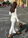 2025 New Small Fragrant Wind Lotus Leaf Side V-Necked Ass Small Fishtail Dress