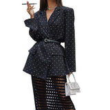 Spot 2025 Spring New Women's Fashion Temperament Polka Dot Lapel Long Sleeve Suit