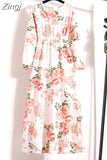 Print Long Dress Women Lantern Long Sleeve High Waist Elegant Party Dress Ladies Casual Spring Summer Beach Maxi