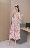 2025 New French Holiday Collar Shoulder Short Sleeves To Show Thin Flowers Long Orange Truss