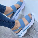 New Spring And Summer Sandals Women's Wide Face With Thick Bottom Slope And Leisure 43 Large Women's