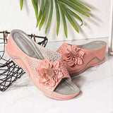 Large-Size Leisure Flower Sandals Car Line Toe Slope And Slippers French Tidal Women's