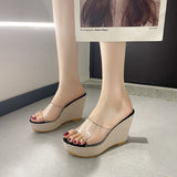 Slippers Women's 2025 Summer New Fashion Transparent Word Thick-Bottomed Loose Cake Cool Slippers Women's