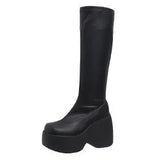 Zingj And Winter 2023 Fashion Thick Slope Heel Women's Short Boots Tube High Heel Water Platform Thin Elastic Boots Single