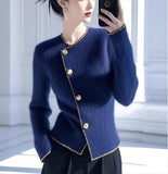 Version Of The Round-Neck Simple Cardigan Sweater Coat Women Autumn 2025 Autumn And Winter Dress New Temperament Reduction Lady