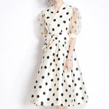 Dress Female High-End Light Luxury Famous Bubble Bubble Sleeve Dress Design Feel Waist Strap Fluffy French
