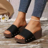 New Summer Women Thick Bottom Slope And Slippers Large Code Nailed Thick Bottom
