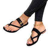 Flat-Bottomed Jacket Slippers Women's Toe Metal Belt Buckle Flat And Cool