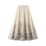 Mesh Dress Half Dress Girl Spring And Summer 2025 New Broken Flower Yarn Skirt In The Long-Scared 100-Folded Skirt
