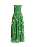 French Elegant Bosom Dress 2025 Summer New Design Printing Waist Lotus Leaf Side Dress Dress