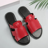 Flat Bottom Hollow One-Word Slippers Women Leisure Hollow Fish Mouth Beach Cold Slippers