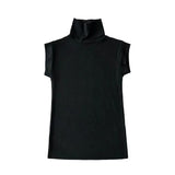 Pure-Want Wind Vest Bottom Shirt Women's New Sleeveless Half-High Collar Hottie