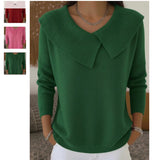 Retro And Tidly Style 2025 Fashion Temperament Thin Collar Sweater Knitted Lazy