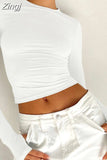Women Long Sleeve T-Shirts Spring Autumn Slim Fit Casual Pullovers Female Streetwear Base Tees Tops with Thumb