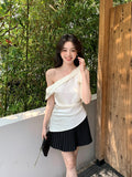 Xixi 13 Lines 2025 Summer New Temperament Collar With Small Shirt Chiffic Short-Sleeved T-Shirt Top Women